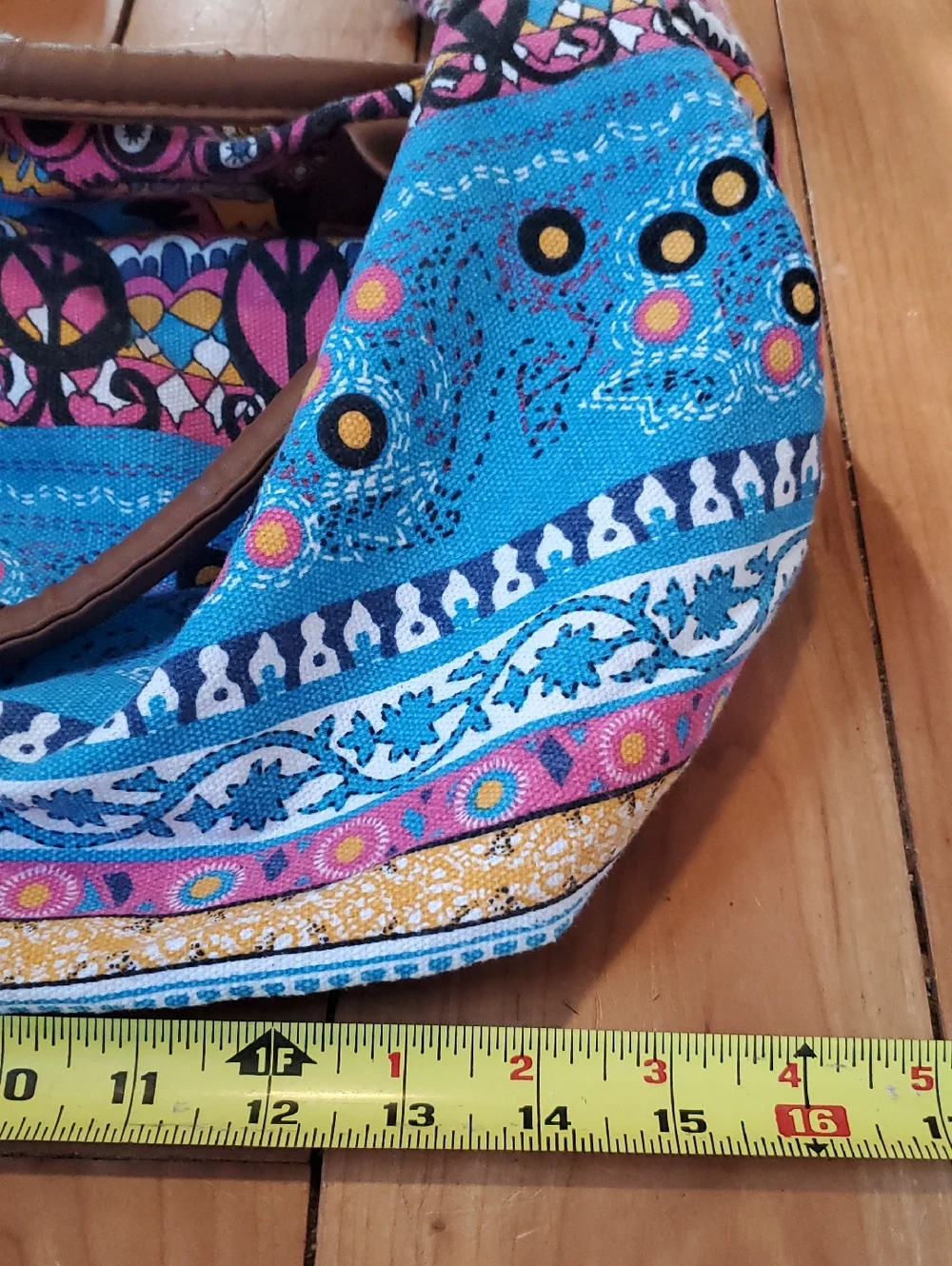 Blue Patterned Boho Shoulder Bag - Unbranded